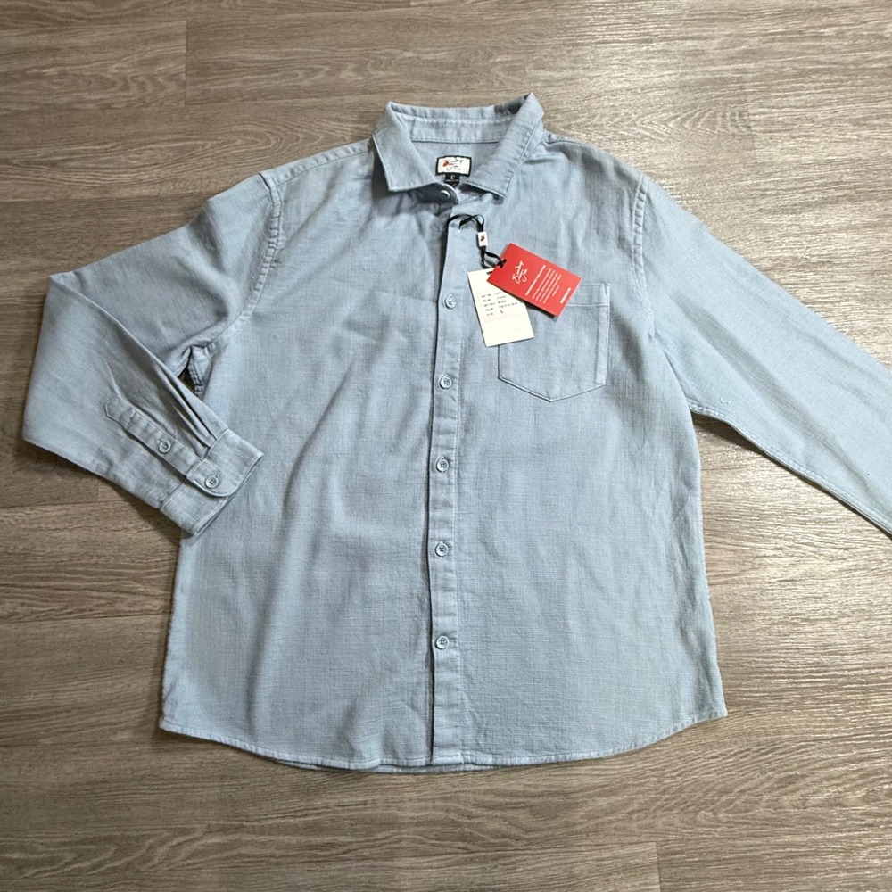 Sunday Joe Malibu Performance Shirt Pacific Blue Modern Fit WLS04 Mens Large NWT